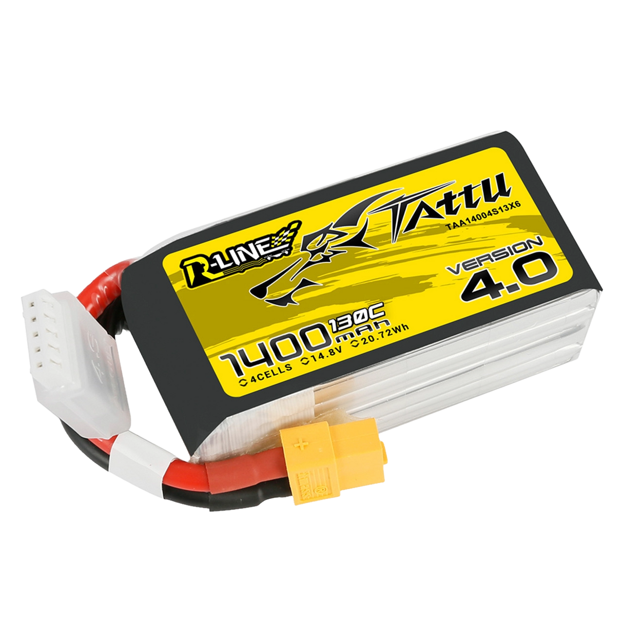 Tattu R-Line Version 4.0 1400mAh 14.8V 130C 4S1P Lipo Battery Pack With XT60 Plug - DroneDynamics.ca