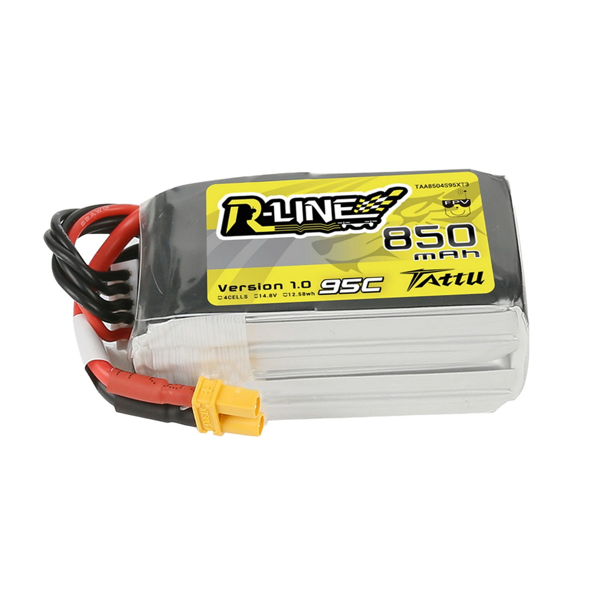 Tattu R-Line 850mAh 14.8V 95C 4S1P Lipo Battery Pack With XT30 Plug - DroneDynamics.ca