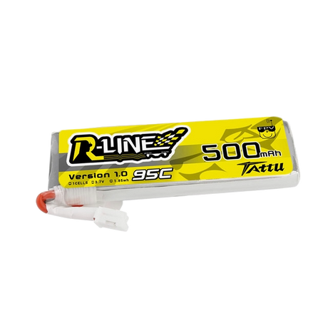 Tattu 500mAh 3.7V 95C 1S1P Lipo Battery Pack with JST-PHR Plug - DroneDynamics.ca