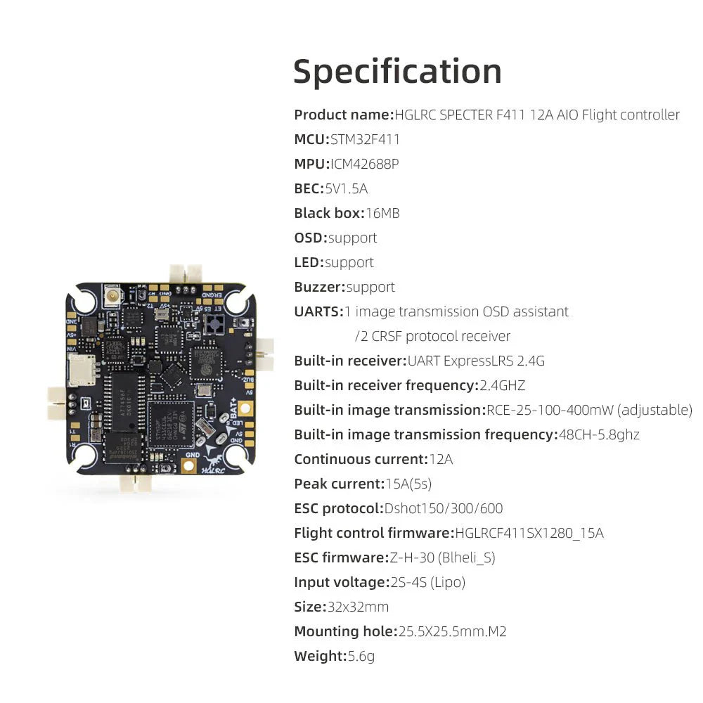HGLRC SPECTER F411 12A AIO