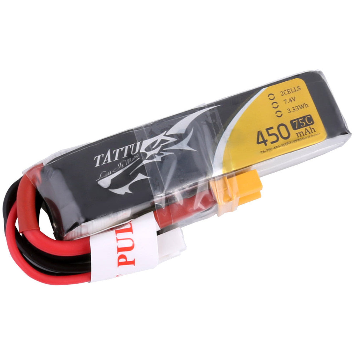 Tattu 450mAh 2S 75C 7.4V Lipo Battery Pack With XT30 Plug (Long Size)