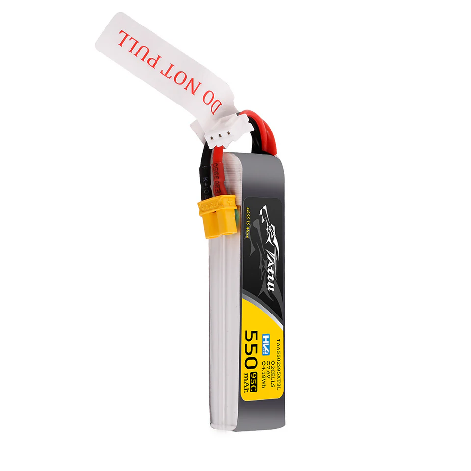Tattu 550mAh 2S 7.6V HV Lipo Battery Long Pack with XT30 Plug