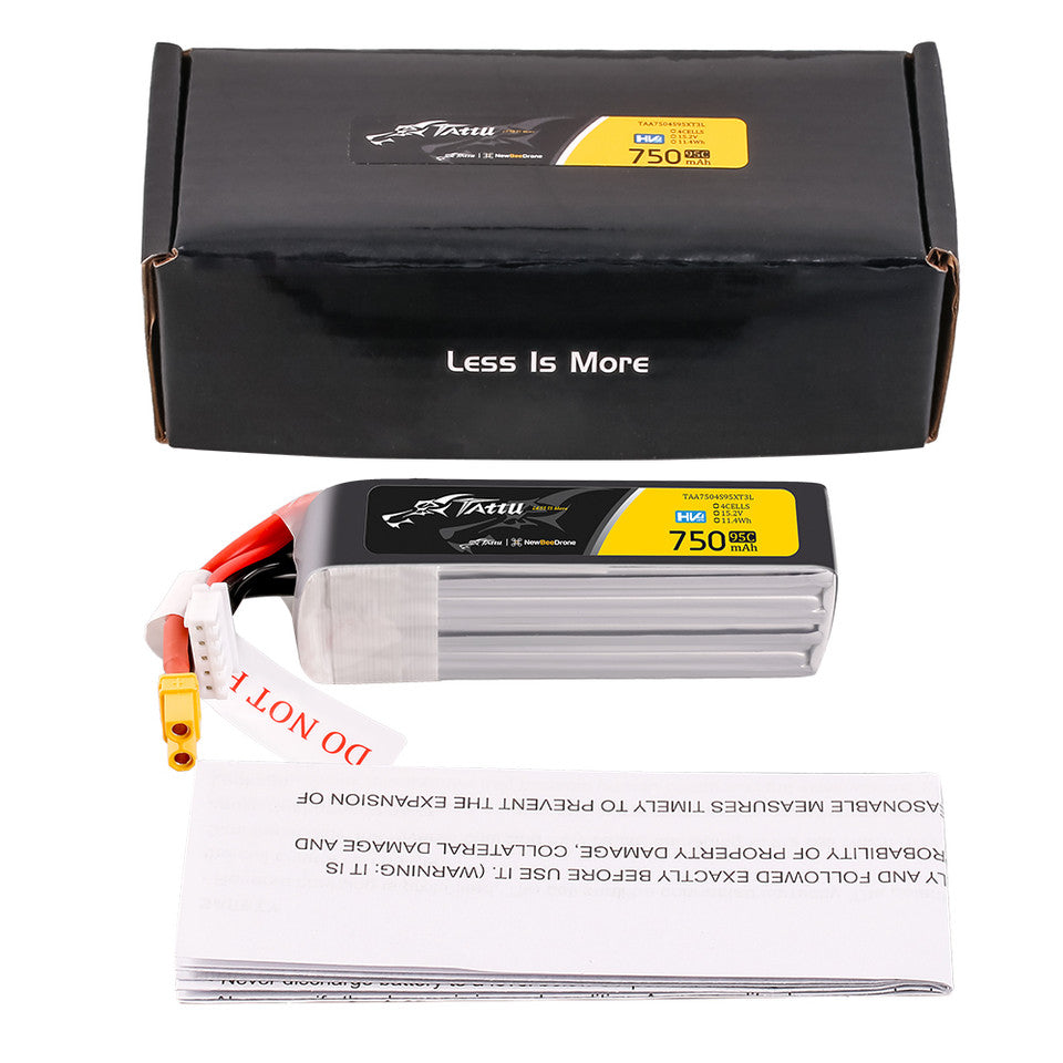 Tattu 750mAh 4S 95C 15.2V R-Line HV Lipo Battery Pack with XT30 Plug