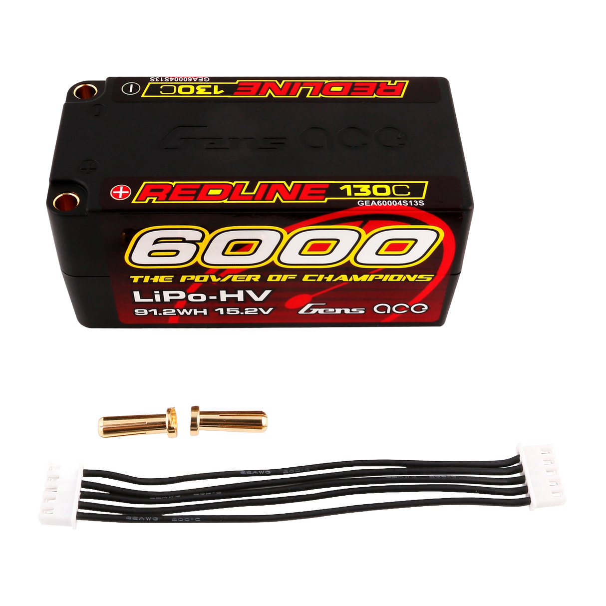 Batterie Lipo Gens Ace 6000mAh 4S2P 130C 15.2V HardCase HV Redline Series