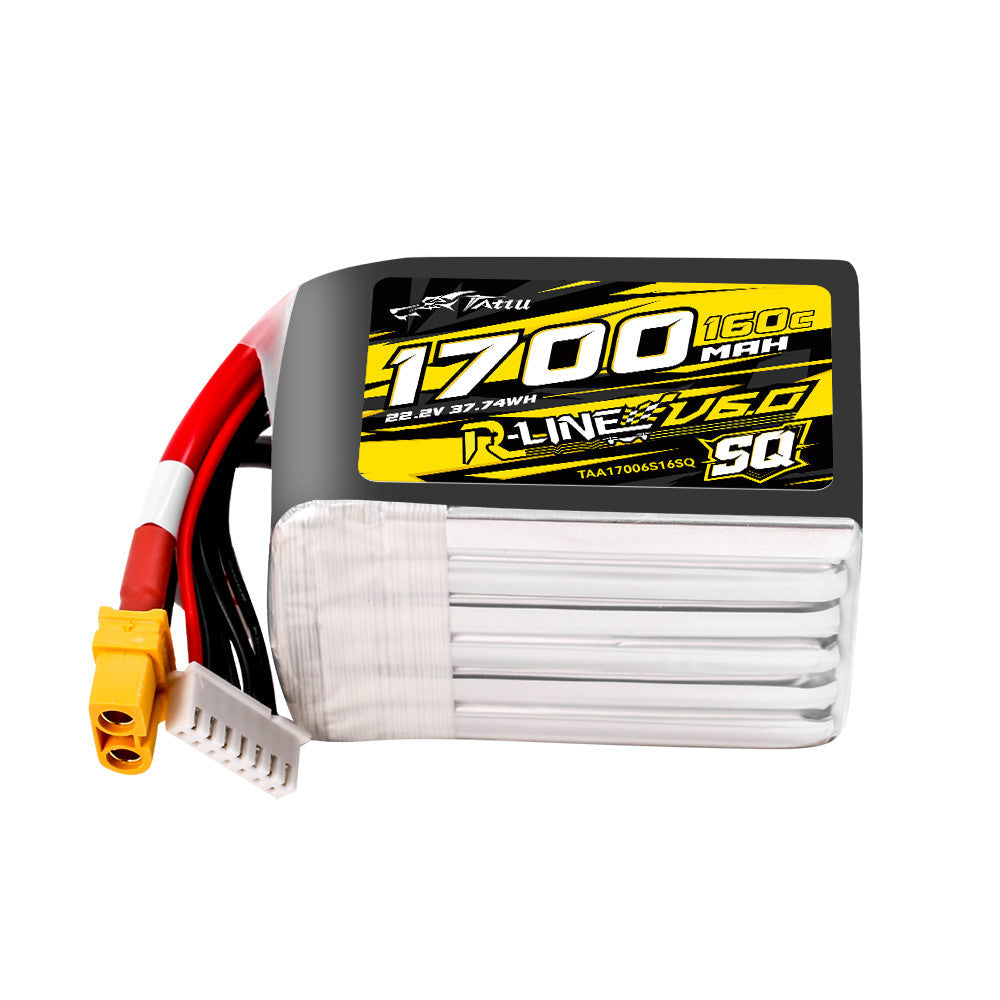 Tattu R-Line Version 6.0 1700mAh 160C 6S 22.2V SQ Lipo Battery Pack with XT60 Plug