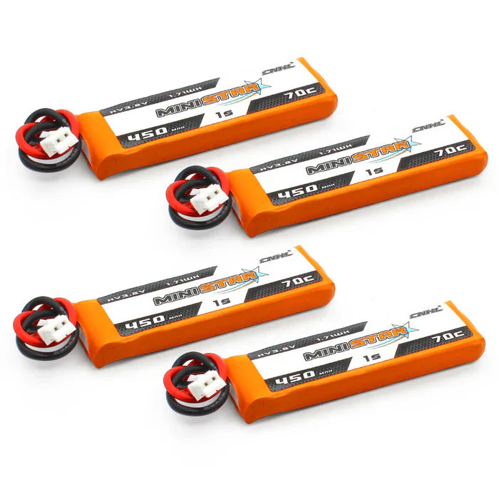 CNHL MiniStar HV 450mAh 3.8V 1S 70C Lipo Battery with PH2.0 (4-Pack)