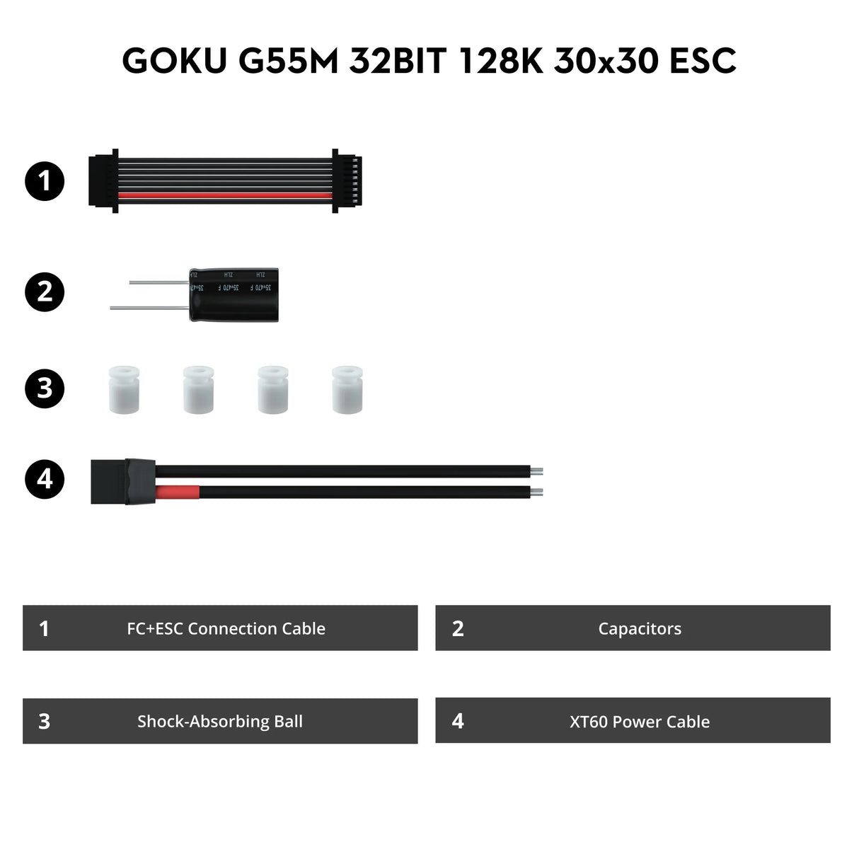GOKU G55M 32BIT 128K 3-6S 55A ESC AM32 (30.5x30.5)