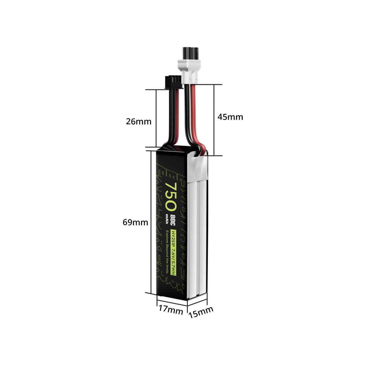 Flywoo Explorer 750mAh LiHV 2S 80C Battery Flywoo XT30UP (2-Pack)