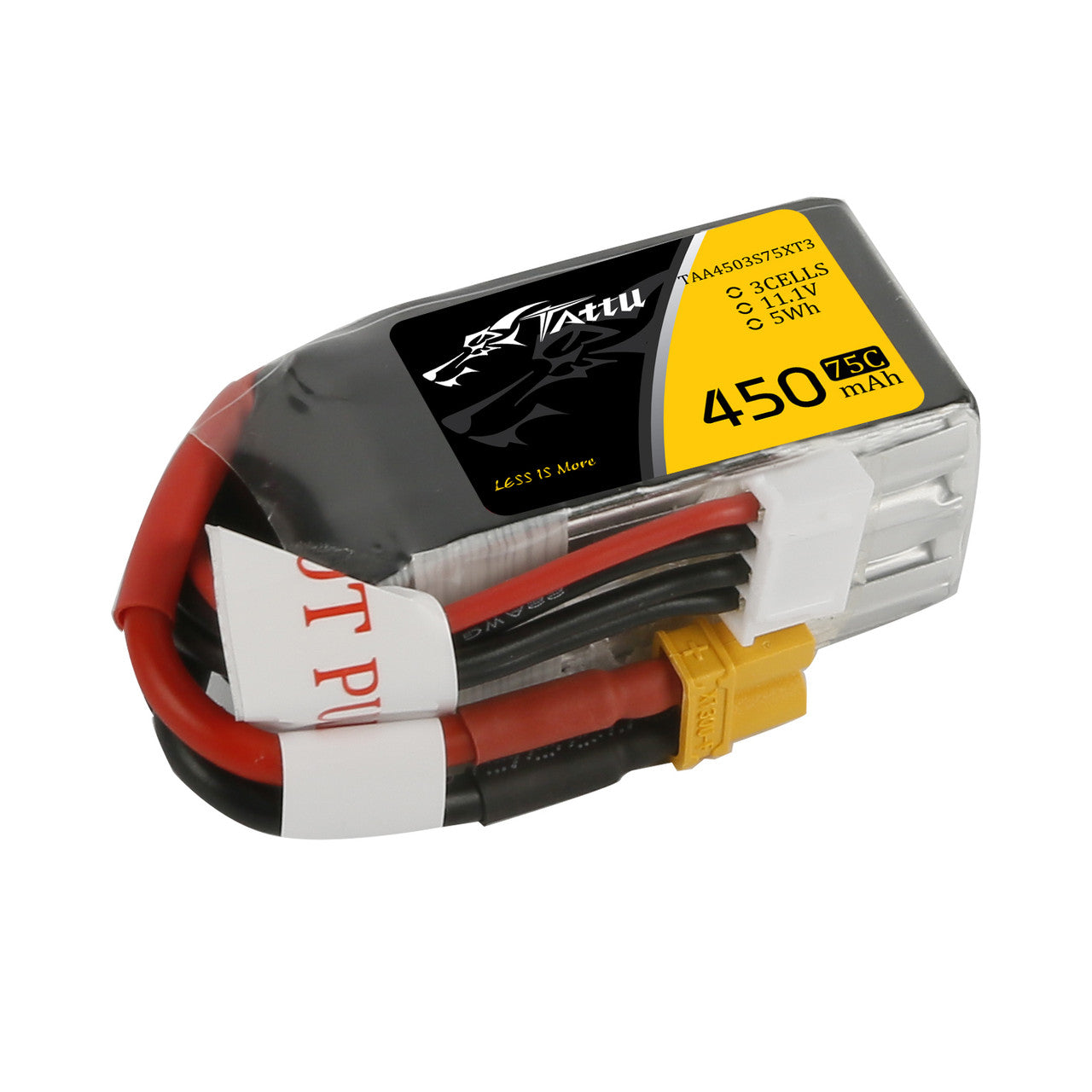 TATTU Lipo Batterij 3s 450mAh 11.1 V 75C Long Lipo met XT30 TATTU Lipo Batterij 3s 450mAh 11.1 V 75C Long Lipo met XT30