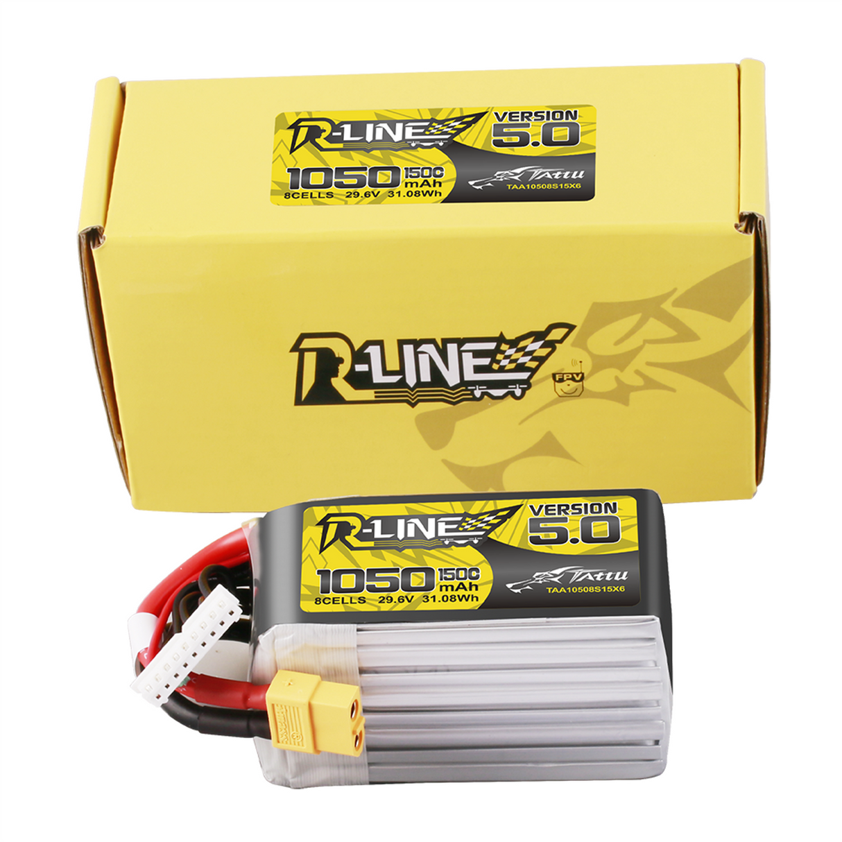 Batterie Lipo Tattu R-Line Version 5.0 1050mAh 8S 150C 29.6V avec prise XT60