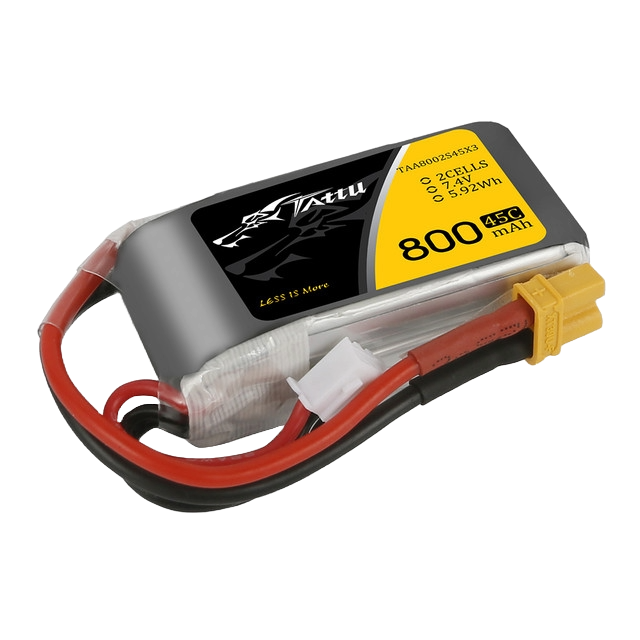 Tattu 800mAh 7.4V 45C 2S1P Lipo Battery Pack With XT30 Plug