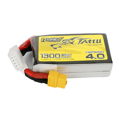 Tattu R-Line Version 4.0 1300mAh 14.8V 130C 4S1P Lipo Battery Pack With XT60 Plug - DroneDynamics.ca