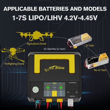 Tattu TA1000 G-Tech Dual-Channel Charger 25A*2 1000W For 1S-7S Drone Battery - DroneDynamics.ca