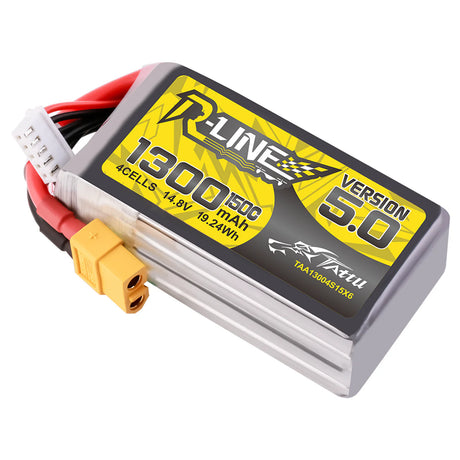 Tattu R-Line Version 5.0 1300mAh 4S 14.8V 150C Lipo Battery Pack With XT60 Plug - DroneDynamics.ca