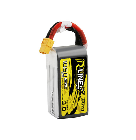 Tattu R-Line Version 3.0 1050mAh 22.2V 120C 6S1P Lipo Battery Pack with XT60 Plug - DroneDynamics.ca