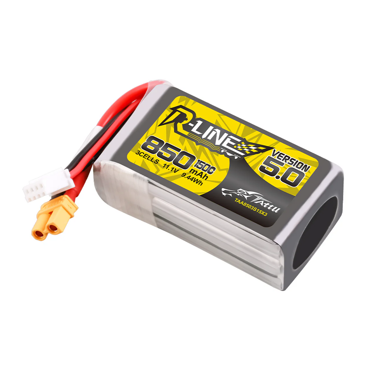 Tattu R-Line Version 5.0 850mAh 3S 11.1V 150C Lipo Battery Pack With XT30U-F Plug - DroneDynamics.ca
