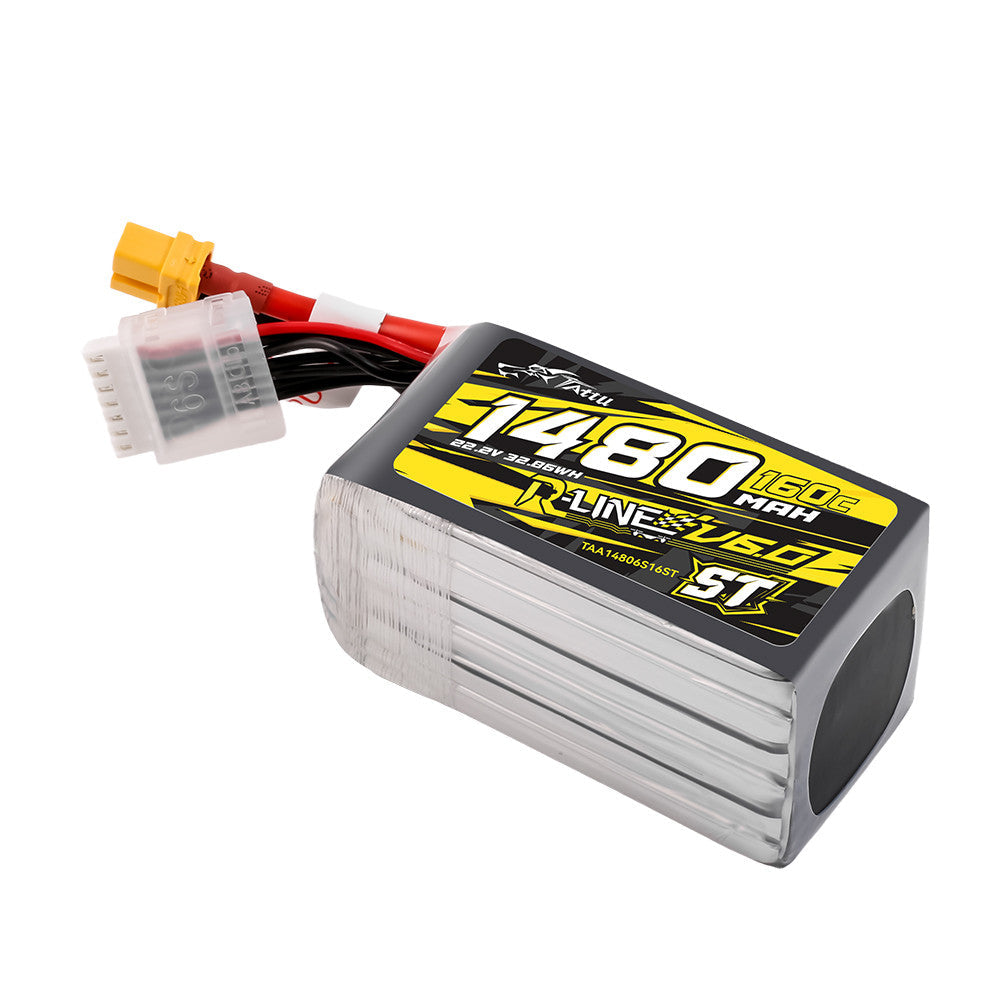 Tattu R-Line Version 6.0 1480mAh 160C 6S 22.2V ST Lipo Battery Pack with XT60 Plug