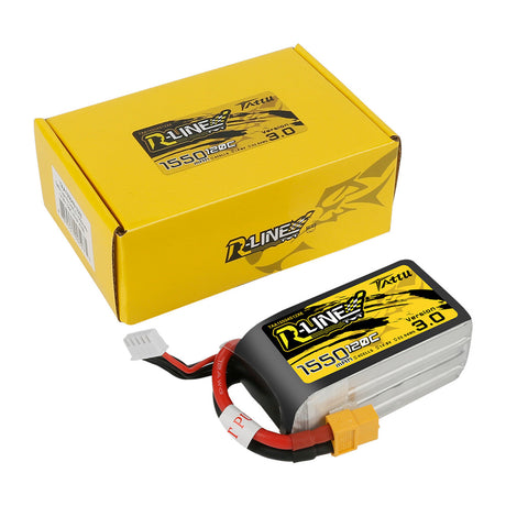 Tattu R-Line Version 3.0 1550mAh 14.8V 120C 4S1P Lipo Battery Pack with XT60 Plug - DroneDynamics.ca