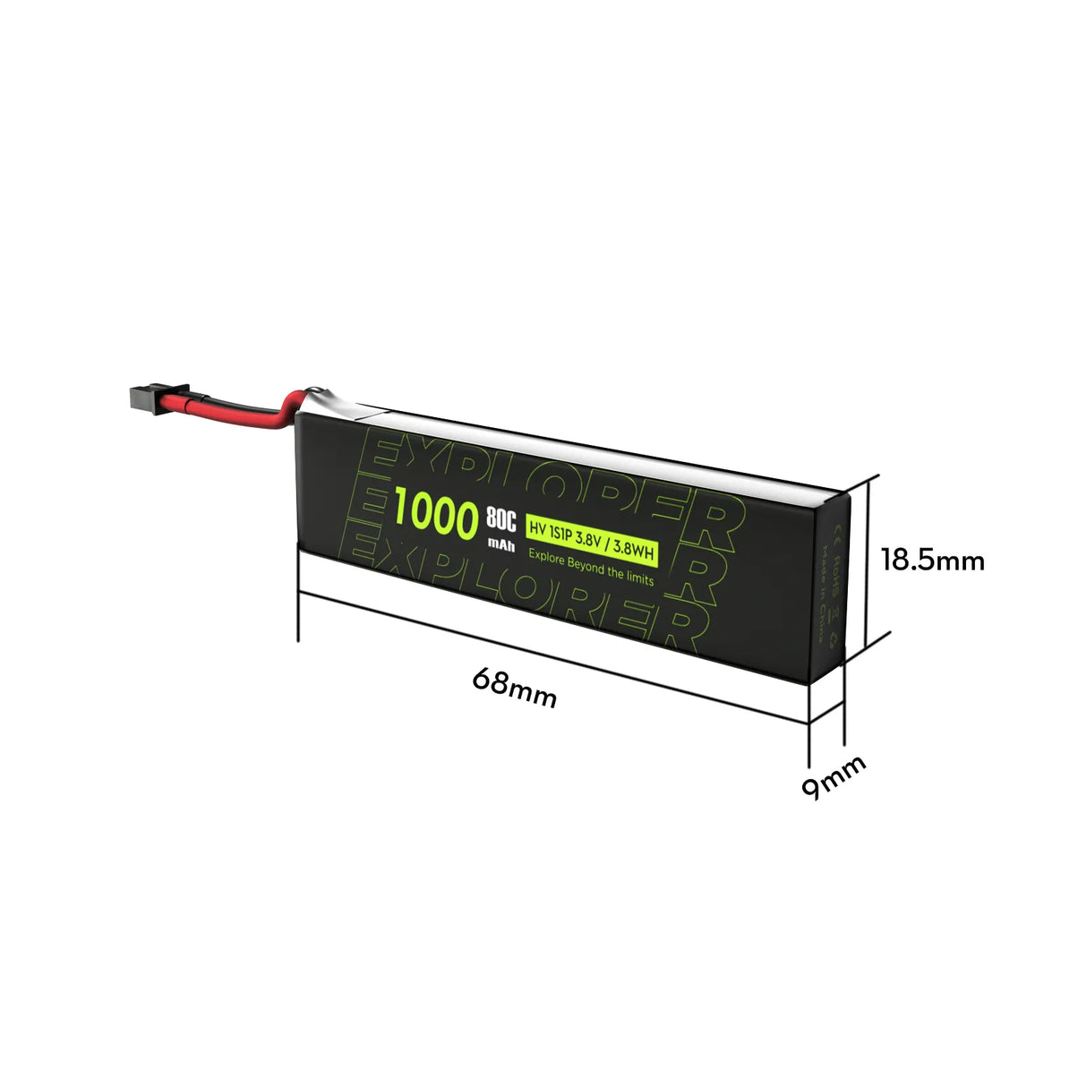 Flywoo Explorer 1S 1000mAh 80C LiHV V2 A30 Plug (4-Pack)