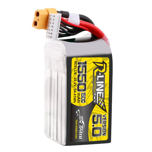 Tattu R-Line Version 5.0 1550mAh 6S 150C 22.2V Lipo Battery Pack With XT60 Plug