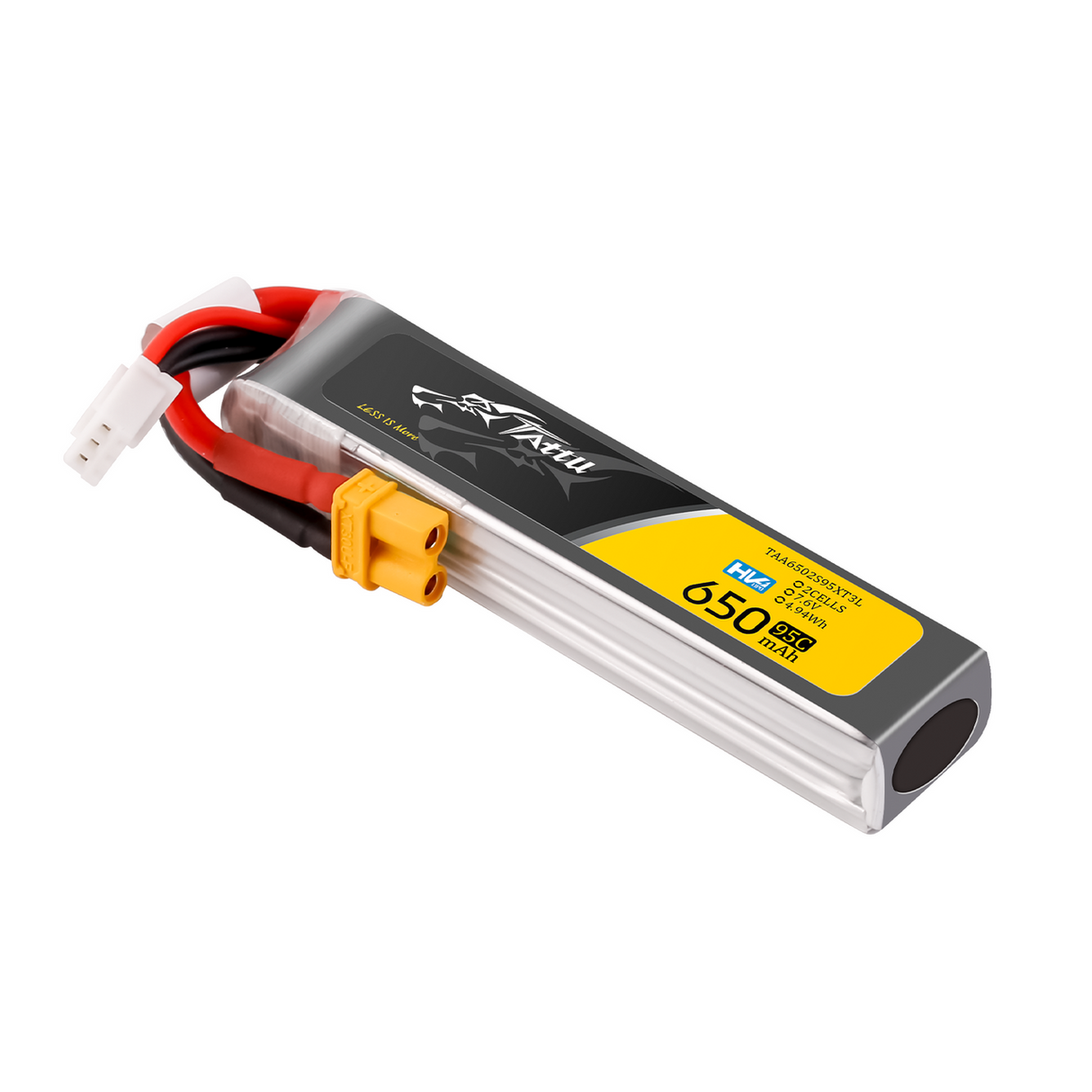 Tattu 650mAh 2S 95C 7.6V HV Lipo Battery Long Pack with XT30 Plug