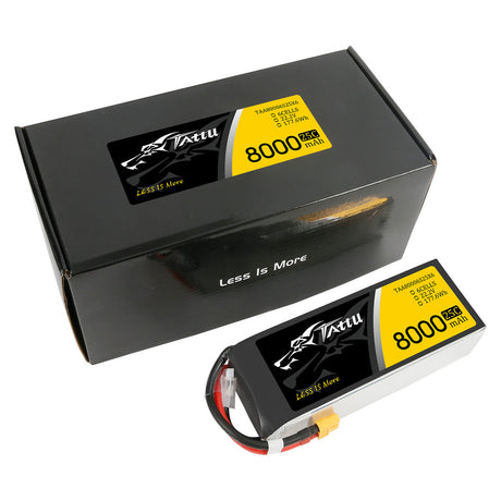 Tattu 22.2V 25C 6S 8000mAh Lipo Battery Pack with XT60 Plug - DroneDynamics.ca