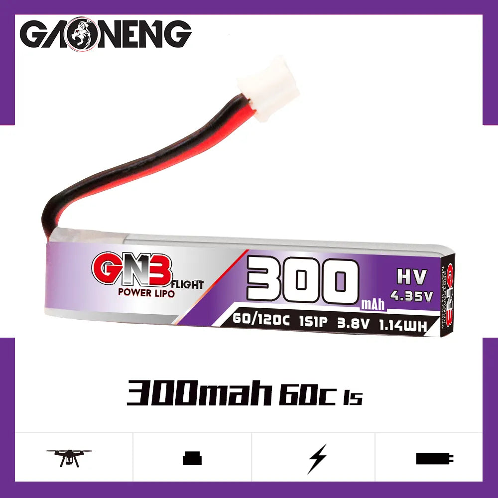 GNB LiHV 1S 3.8V 300mAh 60C PH2.0 Cabled LiPo Battery