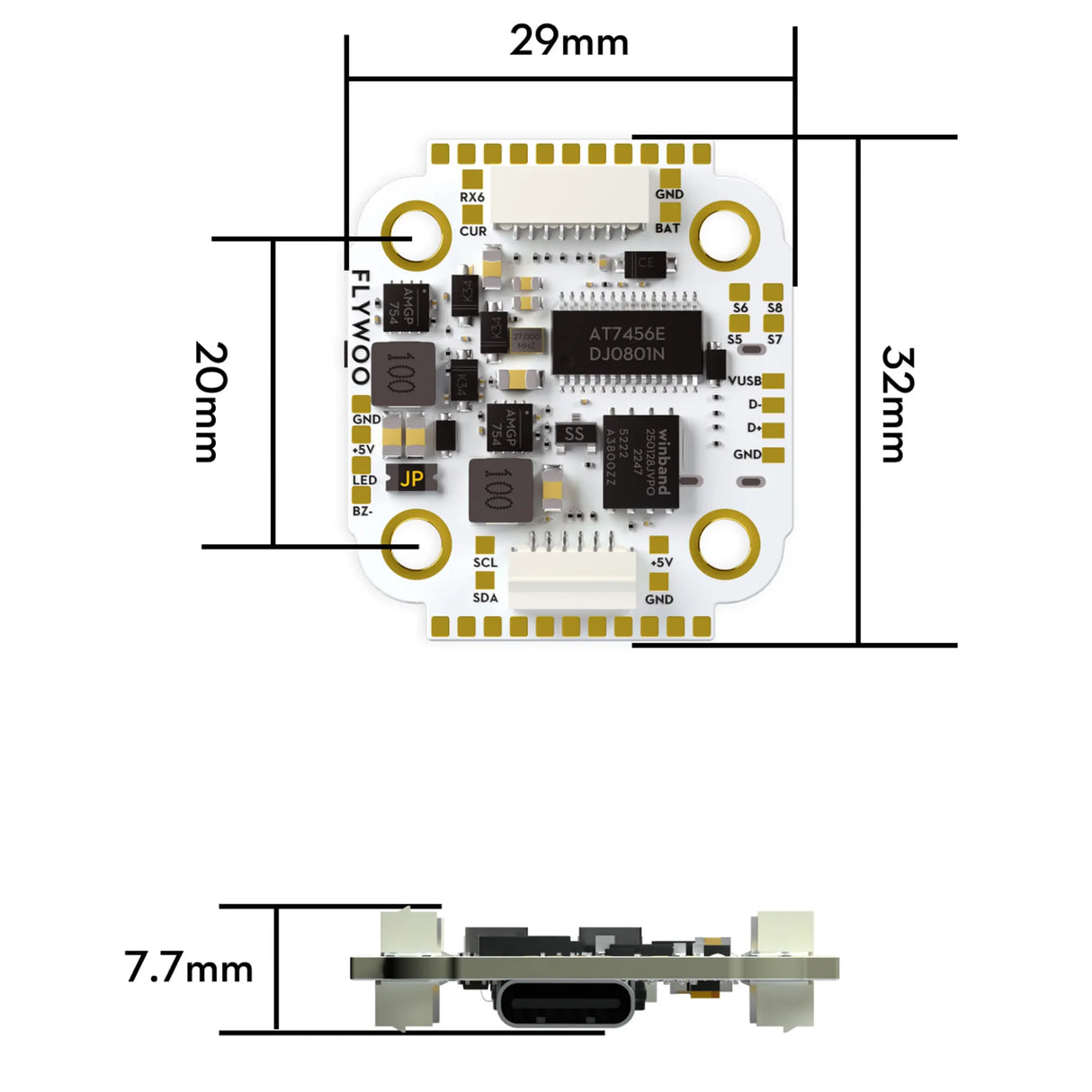 Flywoo GOKU F722 PRO Mini V2 20X20 Flight Controller Plug & Play O4/O4 Pro