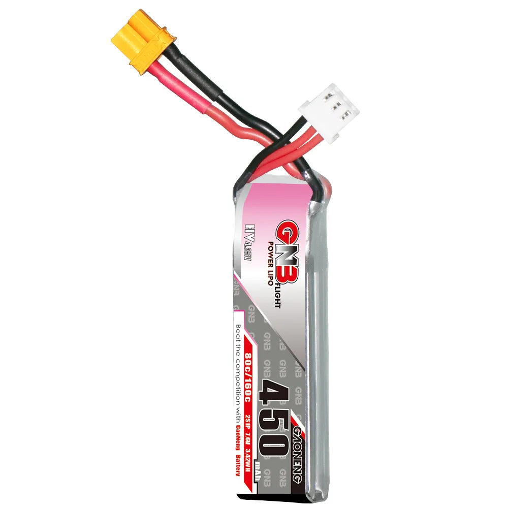 GNB LiHV 2S 7.6V 450mAh 80C XT30 LiPo Battery