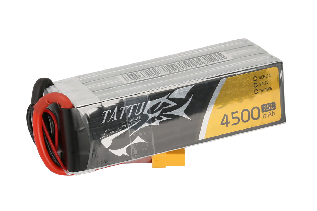 Tattu 4500mAh 22.2V 25C 6S1P Lipo Battery Pack with XT60 Plug - DroneDynamics.ca