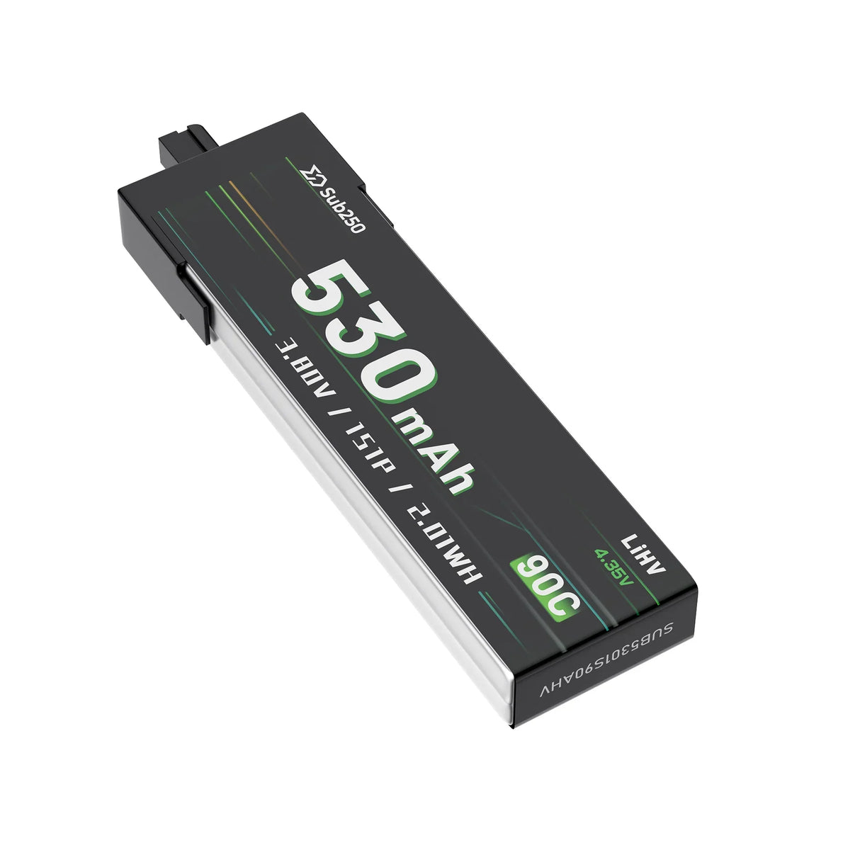 Sub250 1S 530mAh 90C Battery A30 for whoopfly16/Nanofly20 (2-Pack)