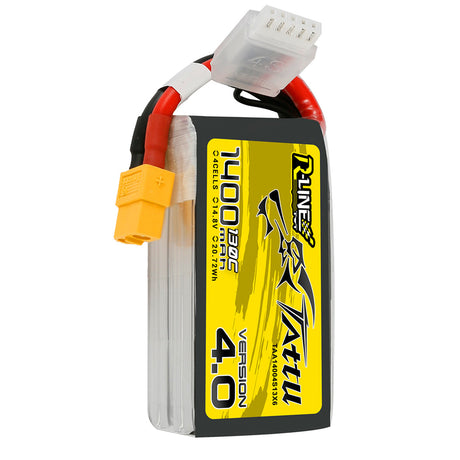 Tattu R-Line Version 4.0 1400mAh 14.8V 130C 4S1P Lipo Battery Pack With XT60 Plug - DroneDynamics.ca