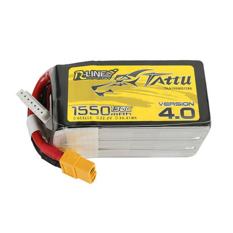 Tattu R-Line Version 4.0 1550mAh 22.2V 130C 6S1P Lipo Battery Pack With XT60 Plug - DroneDynamics.ca