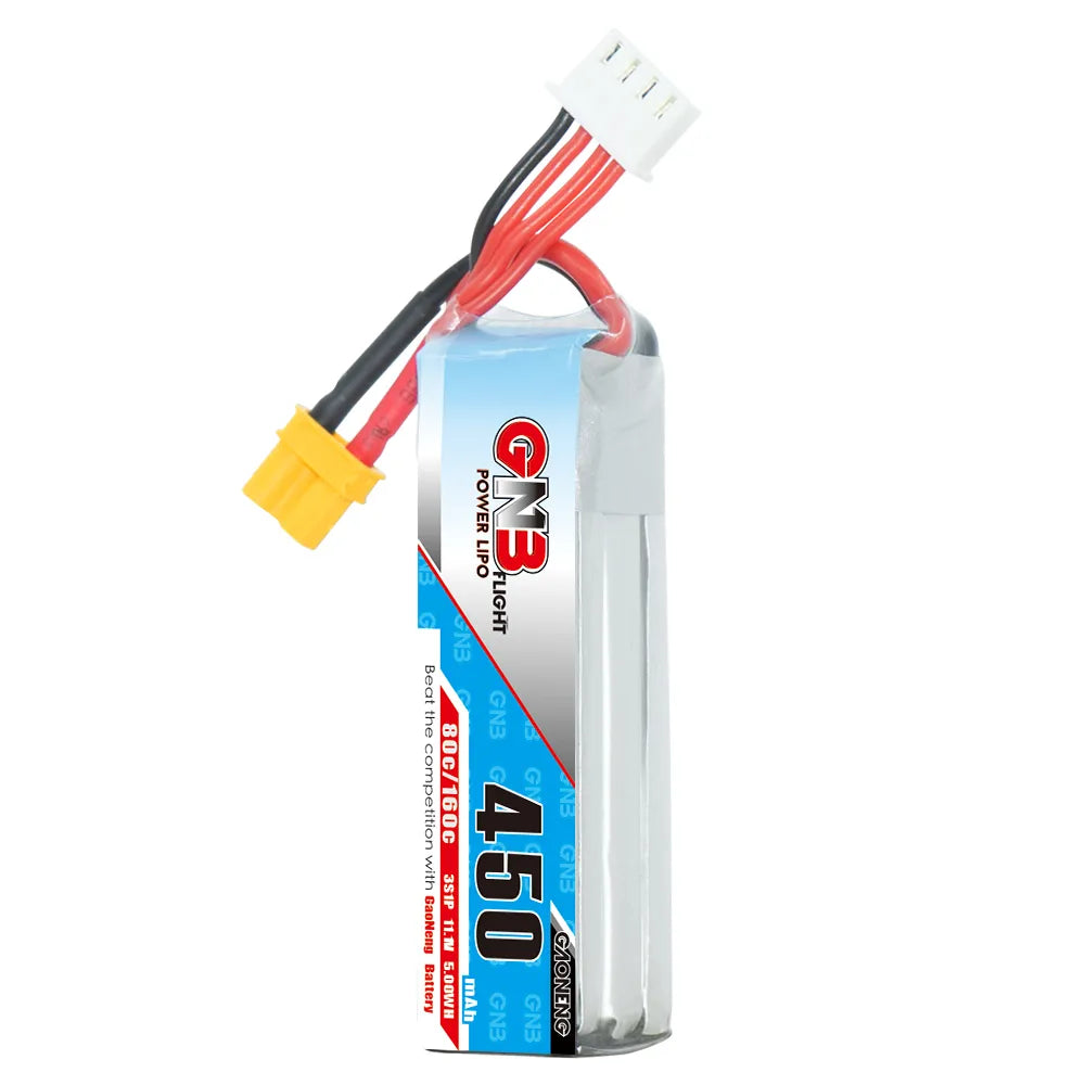 GNB 3S 11.1V 450mAh 80C XT30 LiPo Battery Long Type