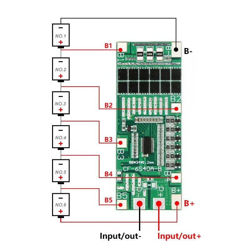 Sequre 6S 40A Lithium Battery 18650 Charger PCB BMS Protection Board 25.2V Cell