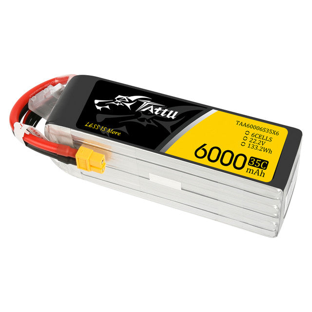 Batterie Lipo Tattu 6S 6000mAh 35C 22.2V avec prise XT60