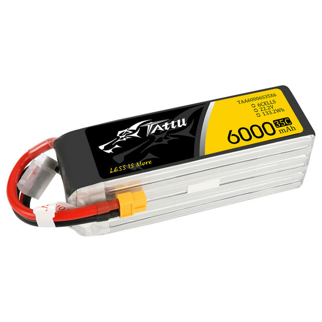 Batterie Lipo Tattu 6S 6000mAh 35C 22.2V avec prise XT60