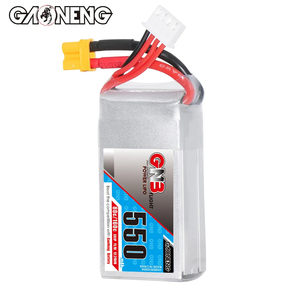 GNB 3S 11.1V 550mAh 80C XT30 LiPo Battery