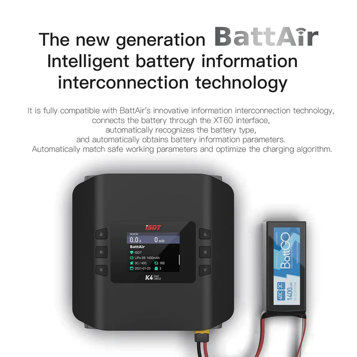 ISDT K4 AC 400W DC 600W Dual Mode Smart Balance Charger - DroneDynamics.ca