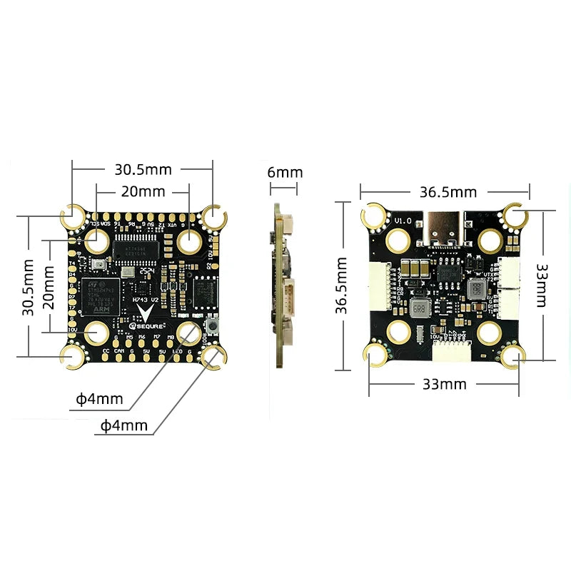 Sequre H743 V2 ICM42688P FC 4-8S Dual BEC Flight Controller