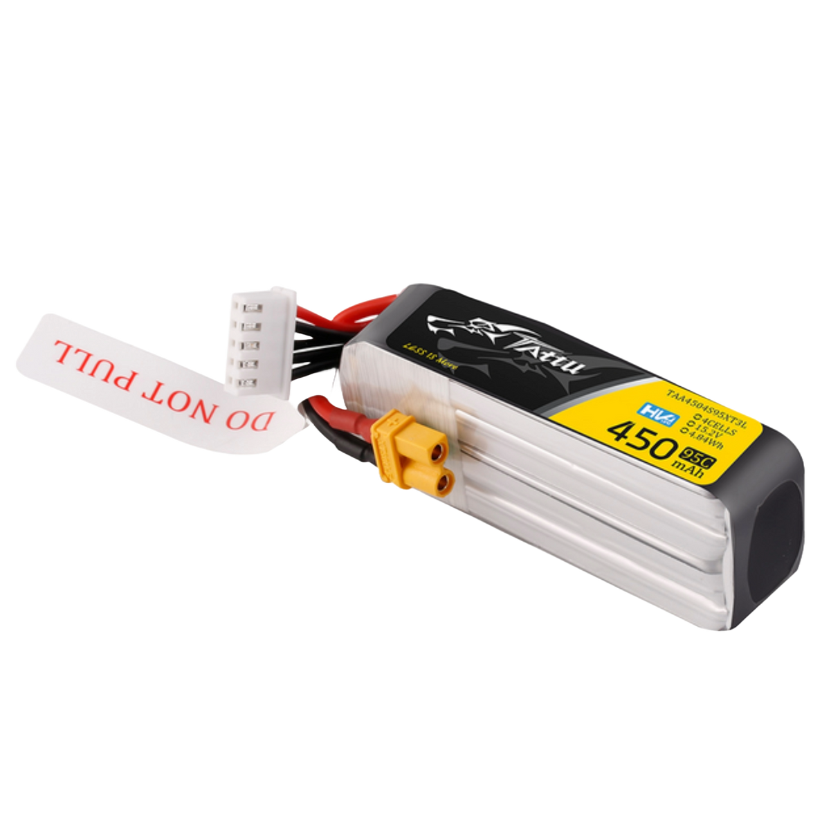 Batterie Lipo Tattu 450mAh 4S 95C 15.2V HV avec prise XT30 - Taille longue