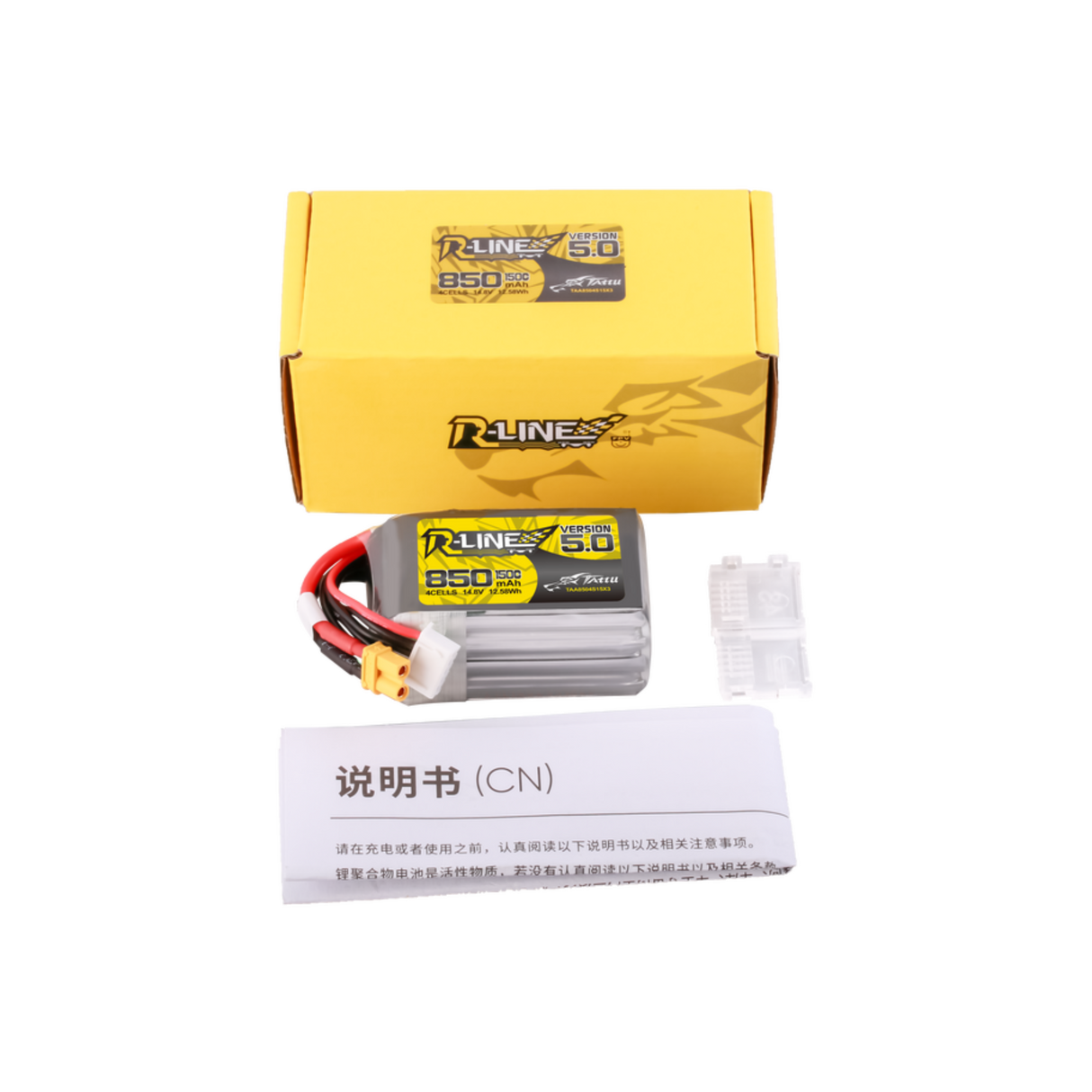 Tattu R-Line Version 5.0 850mAh 4S 14.8V 150C Lipo Battery Pack With XT30U-F Plug - DroneDynamics.ca