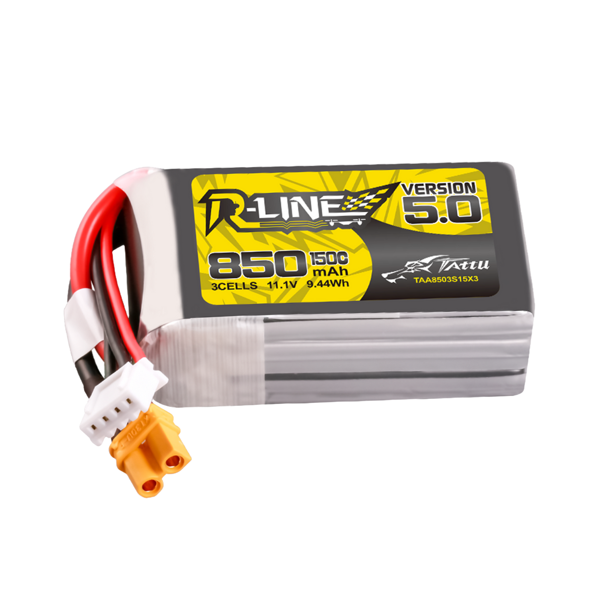 Tattu R-Line Version 5.0 850mAh 3S 11.1V 150C Lipo Battery Pack With XT30U-F Plug - DroneDynamics.ca