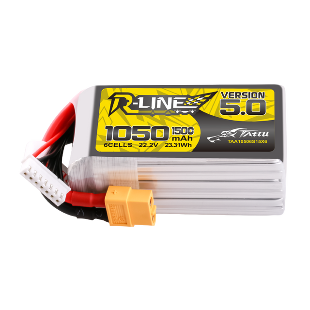 Tattu R-Line Version 5.0 1050mAh 6S 22.2V 150C Lipo Battery Pack With XT60 Plug - DroneDynamics.ca
