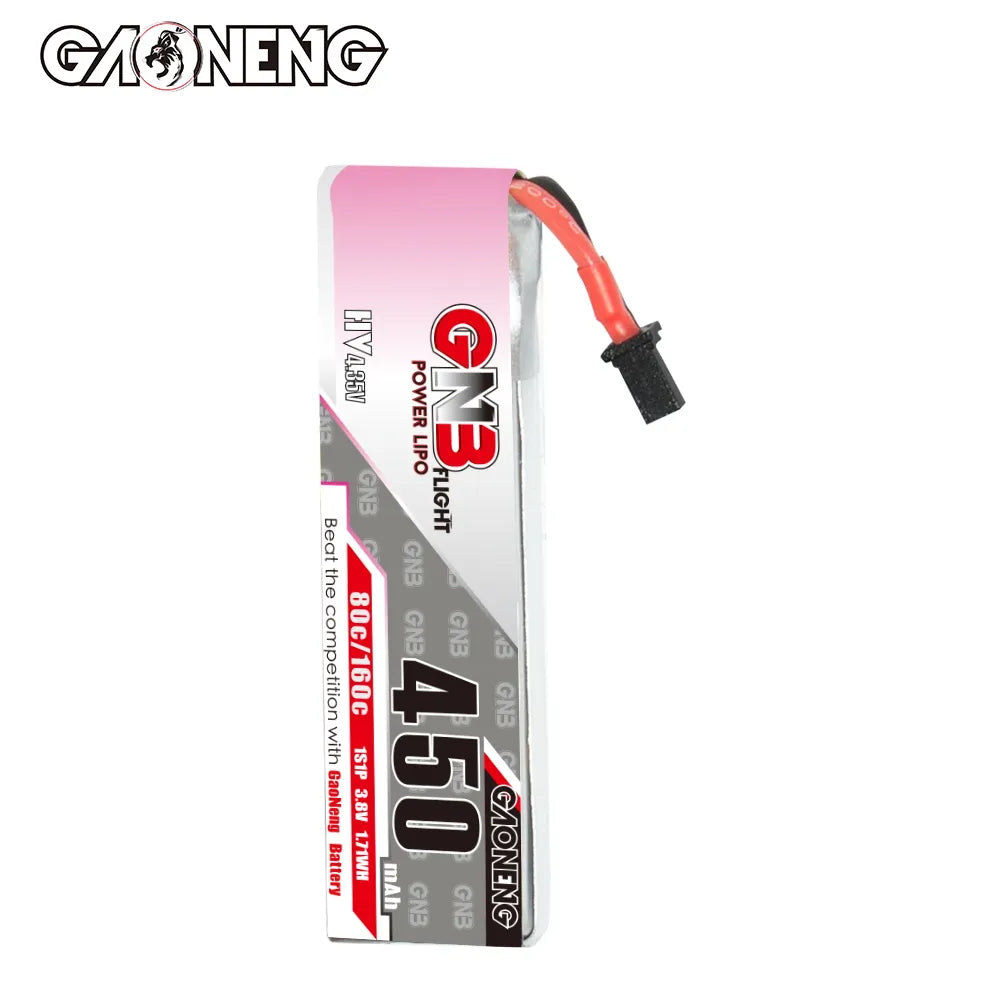 GNB LiHV 1S 3.8V 450mAh 80C A30 Cabled LiPo Battery