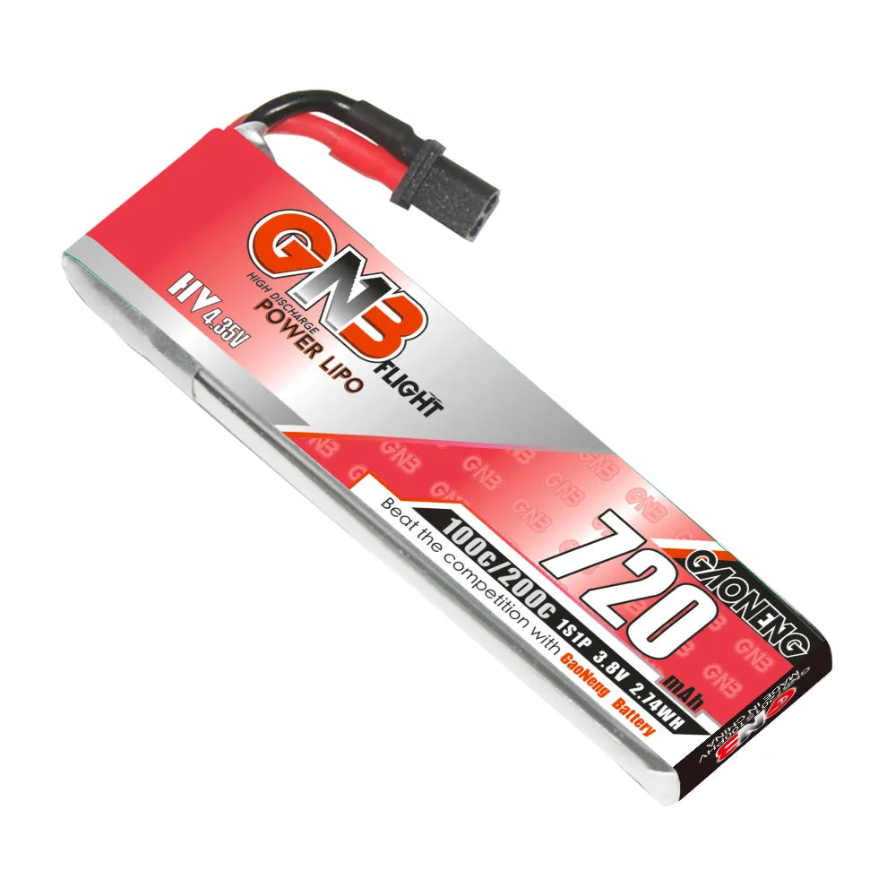 GNB LiHV 1S 3.8V 720mAh 100C A30 Cabled LiPo Battery