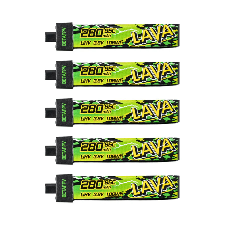 BetaFPV Lava II 280mAh 1s Batteries (5-Pack)