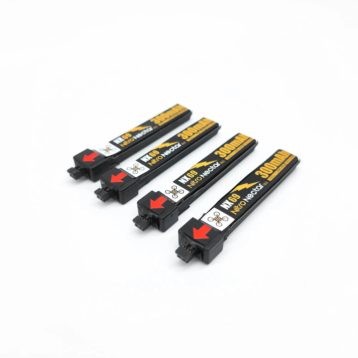 NewBeeDrone Nitro Nectar NX69 300mAh 1S 80C HV LiPo Battery (4-Pack)