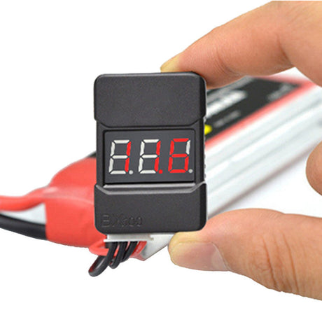 RJXHOBBY Lipo Battery Low Voltage Tester Checker 1S-8S Buzzer Alarm with LED Indicator (Black) - DroneDynamics.ca