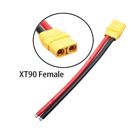 RJXHOBBY 2pcs XT90 Plug Male Female Connector with 150mm 10AWG Silicon Wire for RC Lipo Battery FPV Drone - DroneDynamics.ca